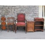 One lot of miscellaneous furniture comprising a Georgian mahogany three tier washstand of square cut