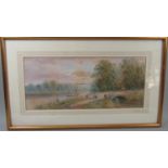 L Lewis, late 19th century British School, river scene at Upton On Severn and coastal scene with