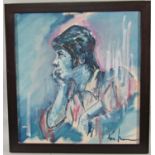 Ken Moore (British 20th century), bust length study of a pensive man, oil on canvas, signed,