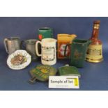 A quantity of pub related items including Wade jugs for Worthington, Carling Black Label, etc,