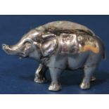 Edwardian silver novelty pin cushion in the form of an elephant, maker L & S, Birmingham 1907, 4cm