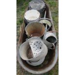 One lot of vintage galvanised ware to include various heavy gauge buckets with loop loose handles,