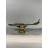 Unusual eastern brass lamp, 40cm long