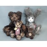 3 character soft toys by Charlie Bears; 'Wurve You' companion duo (ltd ed 2970/600), 'Tangle'