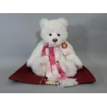 Charlie Bear 'Carol' Teddy bear, ltd ed no. 266/600 with corduroy scarf trimmed with beads and