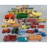 Collection of vintage model vehicles including boxed Matchbox nos 10, 34, 22, 23, 55, 64, 70 and '