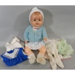 Antique Hugo Wiegand baby doll for restoration: head is bisque- like (possibly composition) with