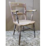 A Windsor Oxford bar back elbow chair in elm and beech