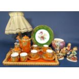 A collection of Goebel Hummel figures including a lamp base with applied figure of a little girl