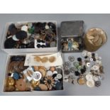 Collection of assorted vintage buttons including shank buttons with cotter pins