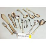 A small collection of silver plated flatware