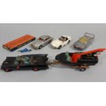 Small collection of unboxed model vehicles relating to TV programmes including a Corgi Batmobile