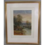 L Lewis (Late 19th century British school) - Pair of river scenes with fishermen, cattle, etc,