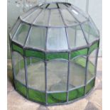A leaded light terrarium 35 cm wide x 35 cm high approx