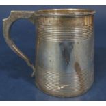 George III silver tankard of typical tapered form with banded decoration, maker CF, possibly Charles