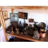 A large mixed miscellaneous lot containing a large collection of metalware to include brass and