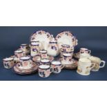 A collection of late 19th century teawares in the Lisbon pattern comprising a pair of cake plates,