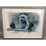 Mark Adlington (British B.1965) - Ice Bath - Polar Bear, conte and pastel on paper, signed and dated
