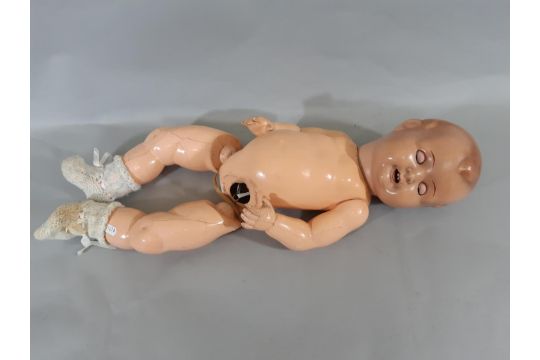 Antique Hugo Wiegand baby doll for restoration: head is bisque- like (possibly composition) with - Image 2 of 3