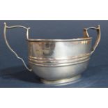 Early 20th century silver twin handled sucrier with embossed band, maker AM, Chester 1919, 15.5cm