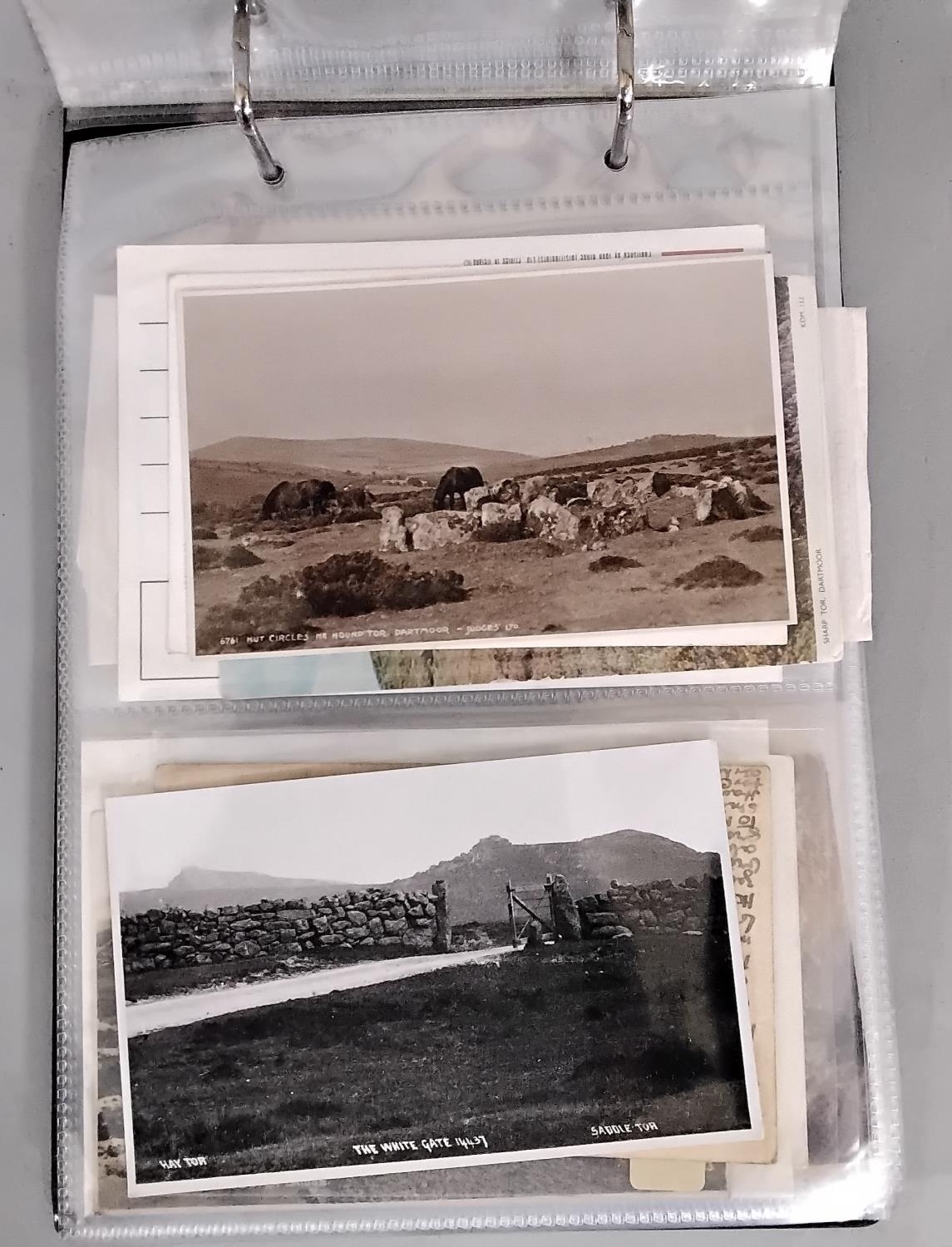 An album containing a large quantity of black/white and colour postcards of Dartmoor and surrounding - Image 2 of 4