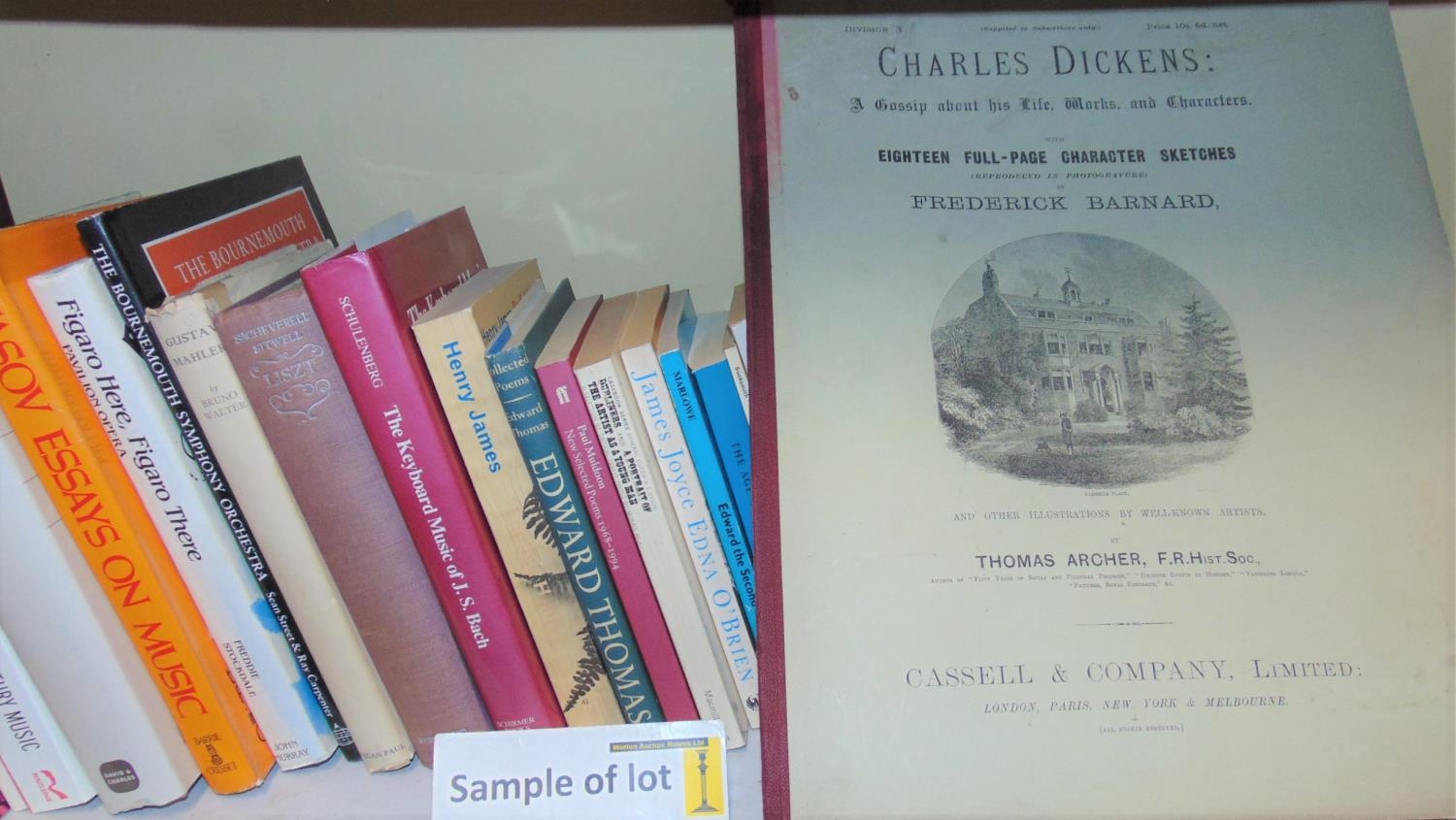 A mixed collection of books including music and literature together with five Charles Dickens: A