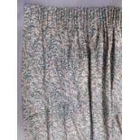 One pair of full length lined curtains in William Morris 'Willow Bough' print by Sanderson, with