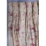 2 pairs of extra long lined curtains in Laura Ashley floral printed fabric, with triple pleat