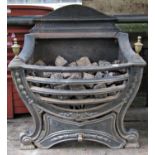 A Georgian style cast iron fire basket with gas fitting, together with one other (2)