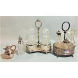 Two good quality silver plated bottle cruets to include a twin preserve pot cruet and a further