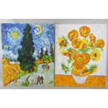 Parraga (20th century Spanish school) - Pair of oil paintings on canvas after Vincent Van Gogh, vase