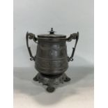 Good quality Regency bronze twin handled urn caddy, cast with floral garlands, 21cm high