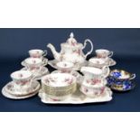 A collection of Royal Albert Lavender Rose pattern wares comprising teapot, milk jug, sugar bowl,