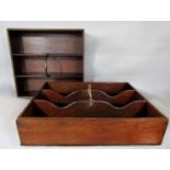 Two similar antique mahogany segmented trays with brass carrying handle, the largest 41cm long (2)