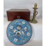 19th century rosewood and brass bound work box together with a further Victorian beadwork stool