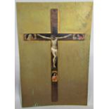 A Crucifix, probably 18th century school with painted full length figure of Christ crucified and