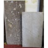 Two slabs of marble, varying size, originally Victorian/possibly Edwardian washstand tops, 107 cm