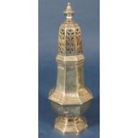 Georgian style silver squat baluster castor, maker WW, London 1998, 20cm high, 6.5oz approx