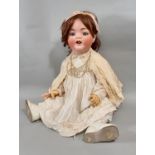 Large bisque head baby doll by Ernst Heubach 1920/30's with closing blue eyes, flicker tongue, 2 top