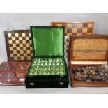 3 chess sets including Mariakis Hellenic Greek Gods themed set with chess board by Manopoulos, a