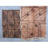 Two West African print panels / wall hangings 157 x 118cm and 132x124cm