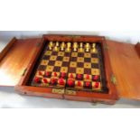 Good quality 19th century mahogany travelling chest board, the folding board concealing a