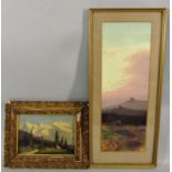 Heuer 19th century continental school, study of a mountainous landscape, oil on board, signed, 11.