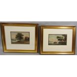 A pair of late 18th/early 19th century small studies of river scenes with sailing vessels, sailing