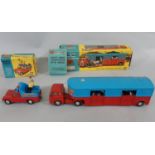 2 boxed Corgi Toys: Chipperfields Circus Horse Transporter no 1130 in red and blue colours, with six