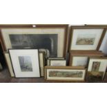 Collection of pictures and prints relating to hunting subjects including a 19th century black and