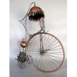By David Whipp (20th century) - copper and metal steam punk type sculpture of a penny farthing