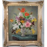 20th Century School, floral still life with summer flowers, oil on canvas, indistinctly signed, C