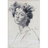 Augustus John (1878-1961) - Bust portrait of a girl, signed, charcoal on paper, 27 x 18cm, framed