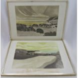 John Brunsdon (1933-2014) - 'Gower Seascape' and 'Dunes at Porteynon Bay', both signed, limited 21/